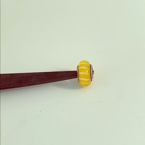 AUTHENTIC!!!!!!Pandora yellow and white glass bead